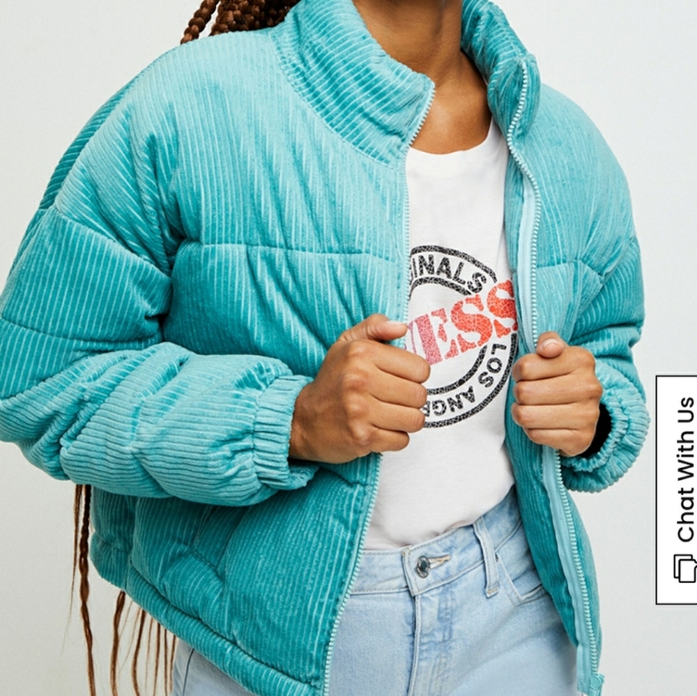 LA Hearts mint green Corduroy Puffer Jacket PacSun S NWT